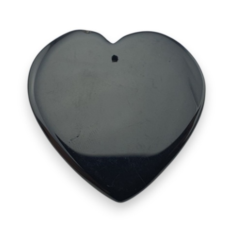 Black agate heart with mounting hole 32x32 mm no 1