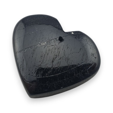 Black tourmaline heart with mounting hole 30x26 mm no 9