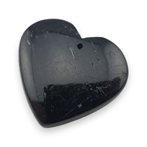 Czarny turmalin serce z dziurką 33x29 mm nr 6