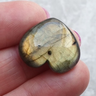 Labradoryt serce z dziurką 22x20 mm nr 16