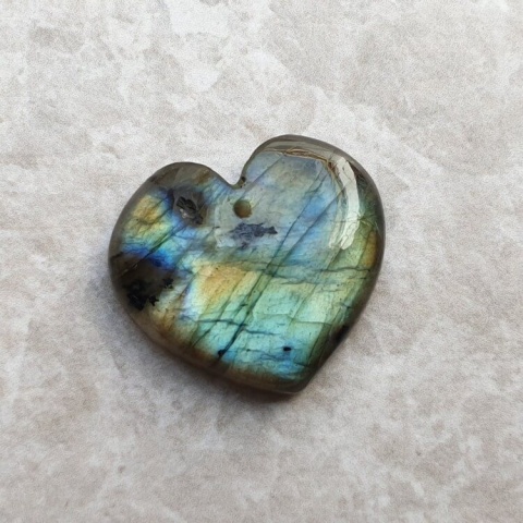 Labradorite heart with mounting hole 22x20 mm no 33