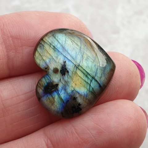Labradorite heart with mounting hole 22x20 mm no 33