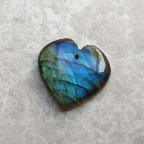 Labradorite heart with mounting hole 23x23 mm no 14 Labradorite heart with mounting hole 23x23 mm no 14