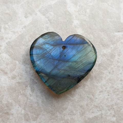 Labradorite heart with mounting hole 23x23 mm no 14 Labradorite heart with mounting hole 23x23 mm no 14