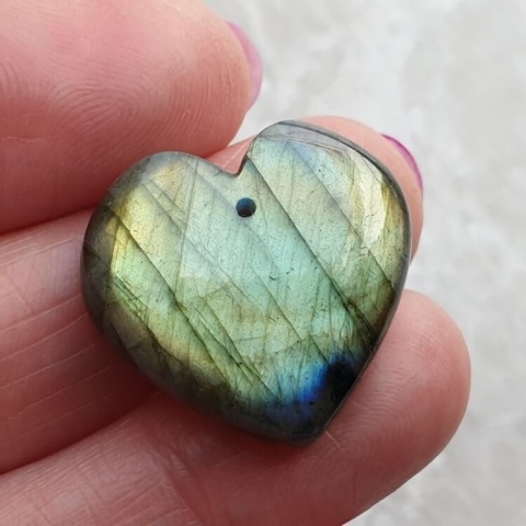 Labradorite heart with mounting hole 24x22 mm no 10