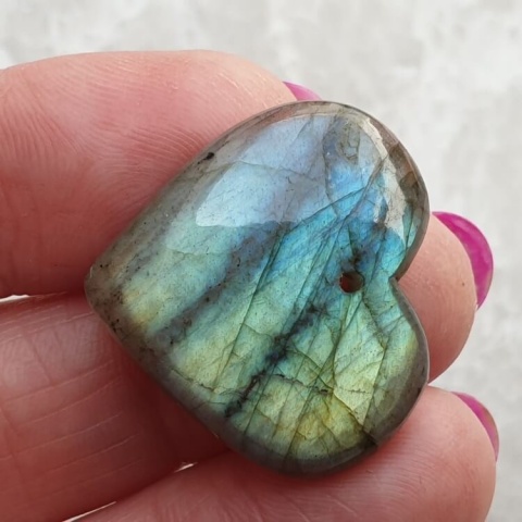 Labradorite heart with mounting hole 27x24 mm no 29 Labradorite heart with mounting hole 27x24 mm no 29