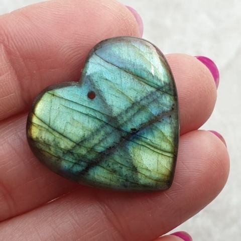 Labradorite heart with mounting hole 27x26 mm no 60 Labradorite heart with mounting hole 27x26 mm no 60