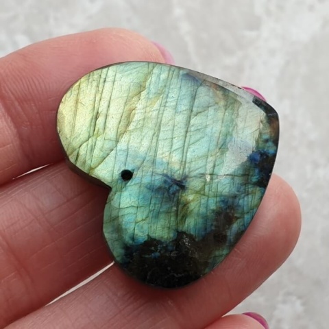 Labradorite heart with mounting hole 32x29 mm no 19 Labradorite heart with mounting hole 32x29 mm no 19