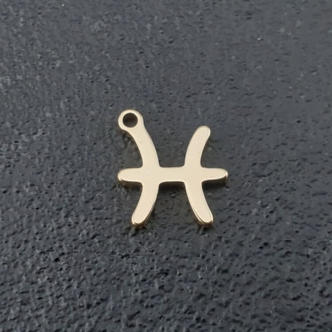 Pisces pendant in stainless steel, gold 10.5 mm Pisces pendant in stainless steel, gold 10.5 mm