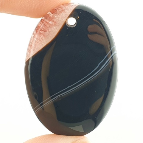 Agat kaboszon z dziurką 43x30 mm nr 260