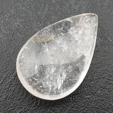 Rock quartz teardrop with mounting hole 35x22 mm no 34 Rock quartz teardrop with mounting hole 35x22 mm no 34
