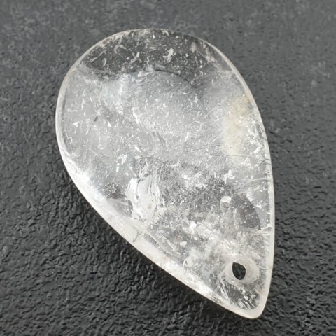Rock quartz teardrop with mounting hole 35x22 mm no 34 Rock quartz teardrop with mounting hole 35x22 mm no 34