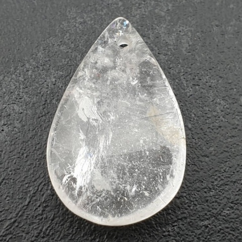 Rock quartz teardrop with mounting hole 35x22 mm no 34 Rock quartz teardrop with mounting hole 35x22 mm no 34
