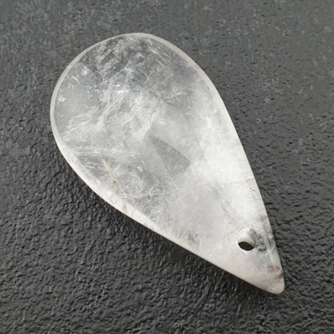 Rock quartz teardrop with mounting hole 36x19 mm no 49