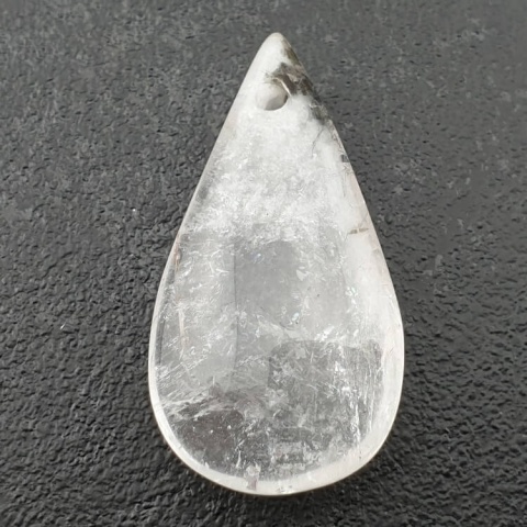 Rock quartz teardrop with mounting hole 36x19 mm no 49