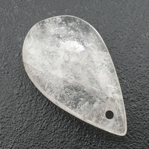 Rock quartz teardrop with mounting hole 36x21 mm no 39 Rock quartz teardrop with mounting hole 36x21 mm no 39