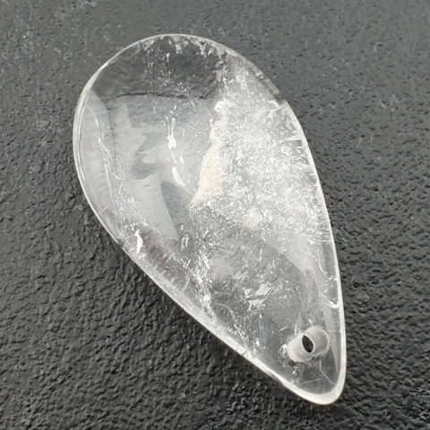 Rock quartz teardrop with mounting hole 37x21 mm no 40