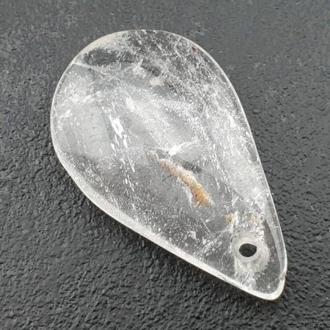 Rock quartz teardrop with mounting hole 37x23 mm no 45