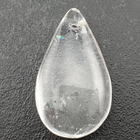 Rock quartz teardrop with mounting hole 39x22 mm no 48