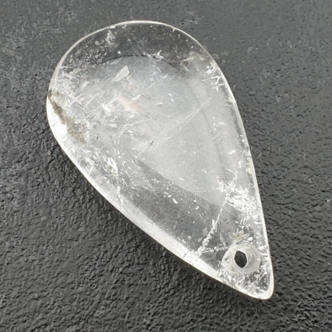 Rock quartz teardrop with mounting hole 40x23 mm no 36