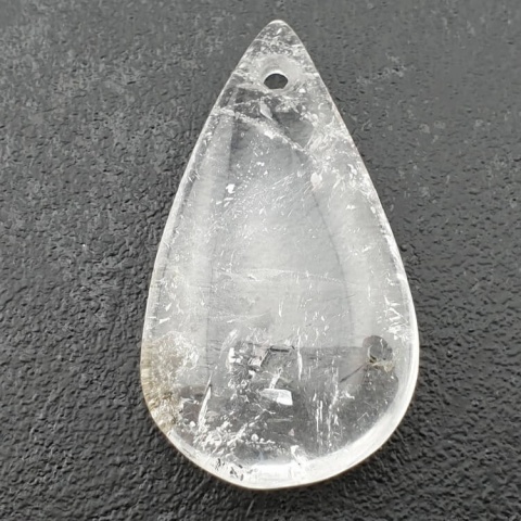 Rock quartz teardrop with mounting hole 40x23 mm no 36