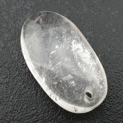 Rock quartz oval with mounting hole 34x19 mm no 17 Rock quartz oval with mounting hole 34x19 mm no 17