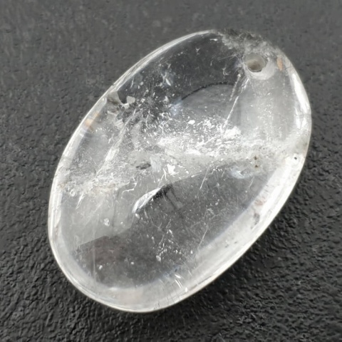 Rock quartz oval with mounting hole 34x23 mm no 8 Rock quartz oval with mounting hole 34x23 mm no 8