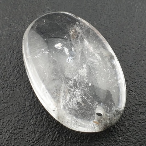 Rock quartz oval with mounting hole 34x23 mm no 8 Rock quartz oval with mounting hole 34x23 mm no 8