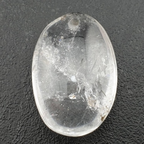 Rock quartz oval with mounting hole 34x23 mm no 8 Rock quartz oval with mounting hole 34x23 mm no 8