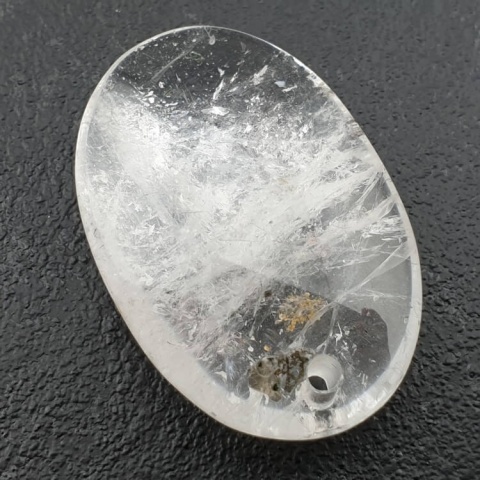 Rock quartz oval with mounting hole 36x24 mm no 24