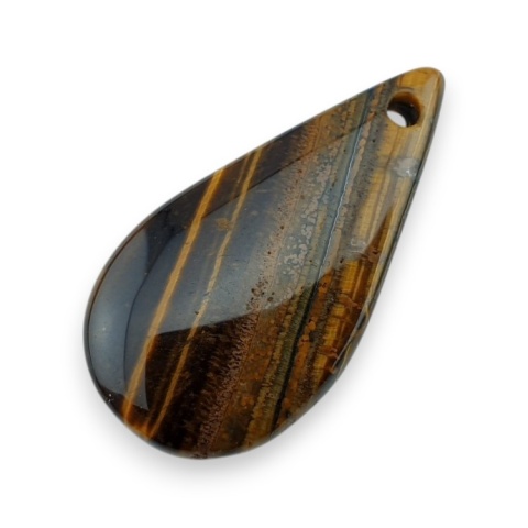 Tiger's eye teardrop with mounting hole 37x19 mm no 6 Tiger's eye teardrop with mounting hole 37x19 mm no 6