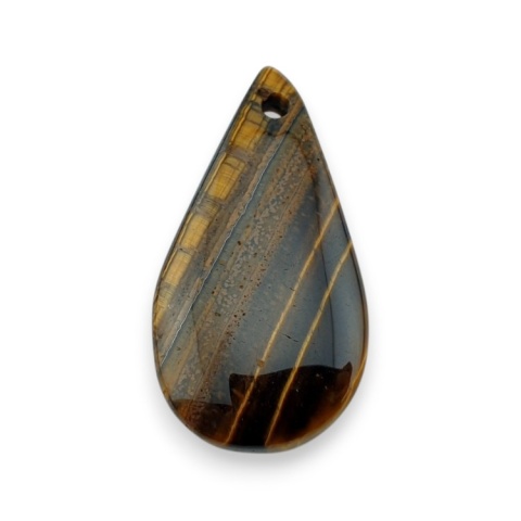 Tiger's eye teardrop with mounting hole 37x19 mm no 6 Tiger's eye teardrop with mounting hole 37x19 mm no 6