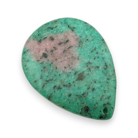 Zoisite with ruby cabochon with mounting hole 53x39 mm no 1 Zoisite with ruby cabochon with mounting hole 53x39 mm no 1