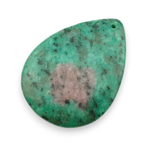 Zoisite with ruby cabochon with mounting hole 53x39 mm no 2 Zoisite with ruby cabochon with mounting hole 53x39 mm no 2