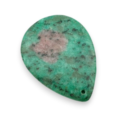 Zoisite with ruby cabochon with mounting hole 53x39 mm no 2 Zoisite with ruby cabochon with mounting hole 53x39 mm no 2