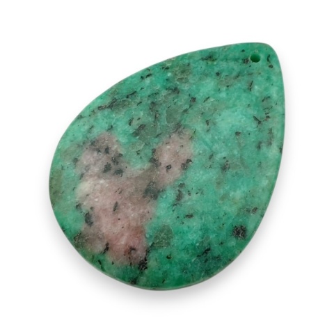Zoisite with ruby cabochon with mounting hole 53x39 mm no 8