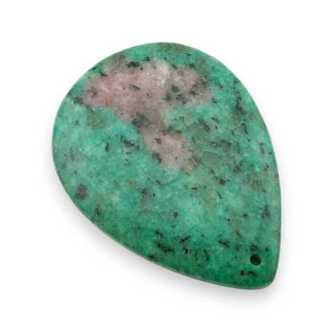 Zoisite with ruby cabochon with mounting hole 53x39 mm no 8