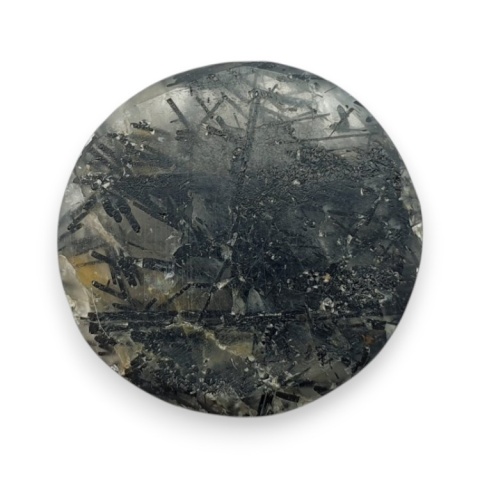 Quartz with tourmaline cabochon fi 22x mm no 85 Quartz with tourmaline cabochon fi 22x mm no 85