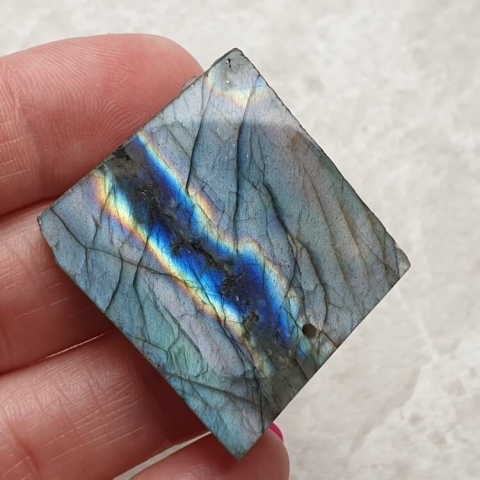 Labradorite polished slab with hole 34x30 mm no 173
