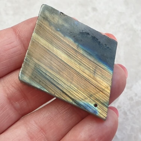 Labradorite polished slab with hole 35x30 mm no 102