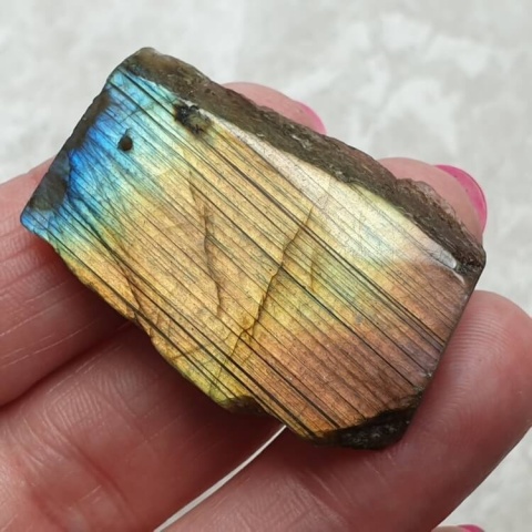 Labradorite polished slab with hole 37x26 mm no 162