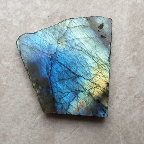 Labradorite polished slab with hole 37x35 mm no 186