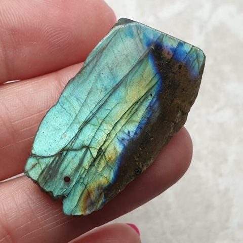 Labradorite polished slab with hole 38x22 mm no 193