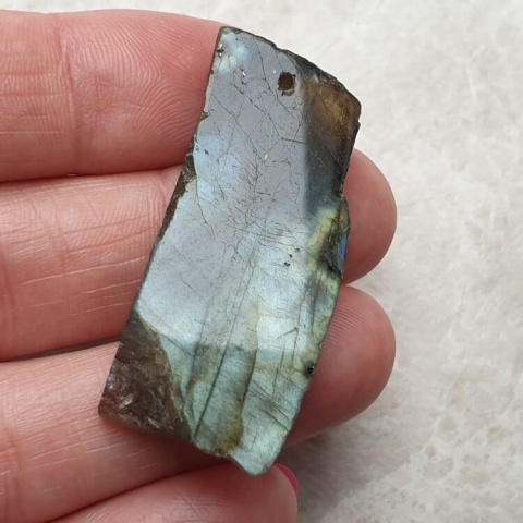 Labradorite polished slab with hole 40x18 mm no 212