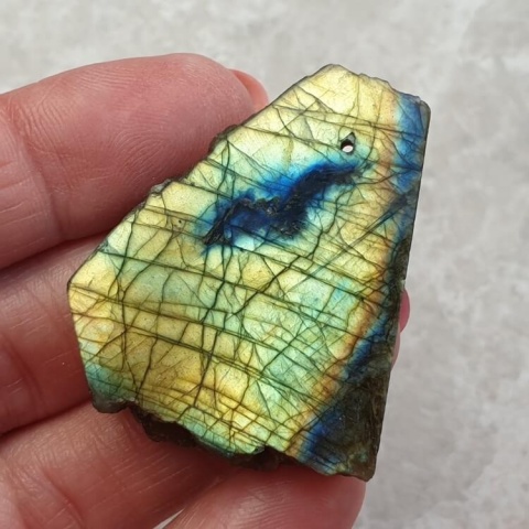 Labradorite polished slab with hole 40x32 mm no 129