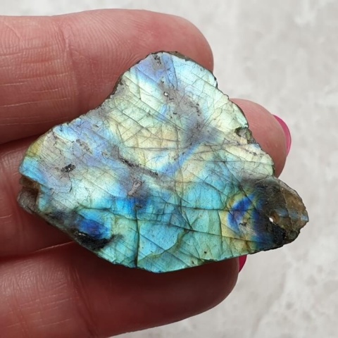 Labradorite polished slab with hole 41x31 mm no 159