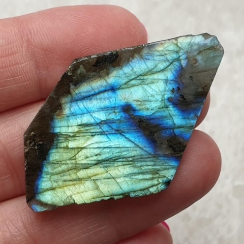 Labradorite polished slab with hole 46x27 mm no 224