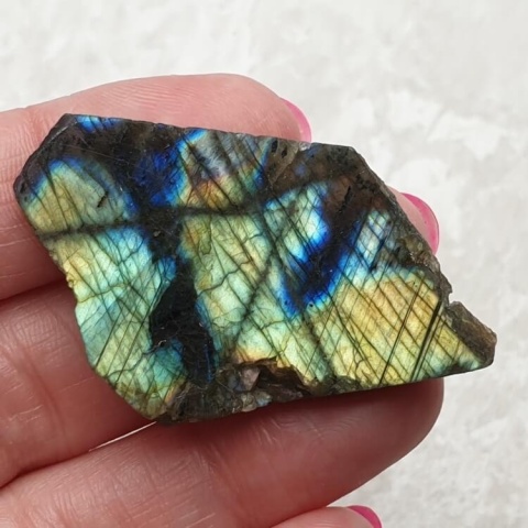 Labradorite polished slab with hole 48x28 mm no 221