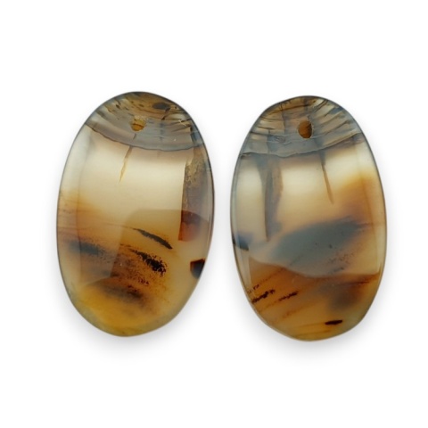 Montana agate pair of cabochons with hole 20x13 mm no R230