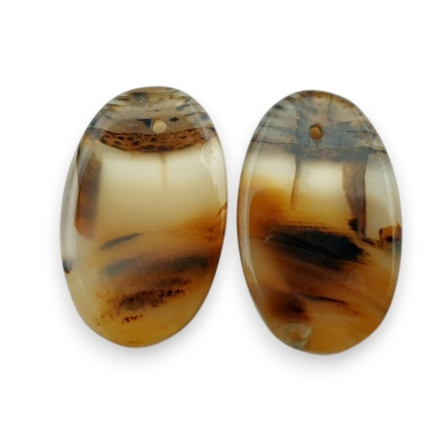 Montana agate pair of cabochons with hole 20x13 mm no R230